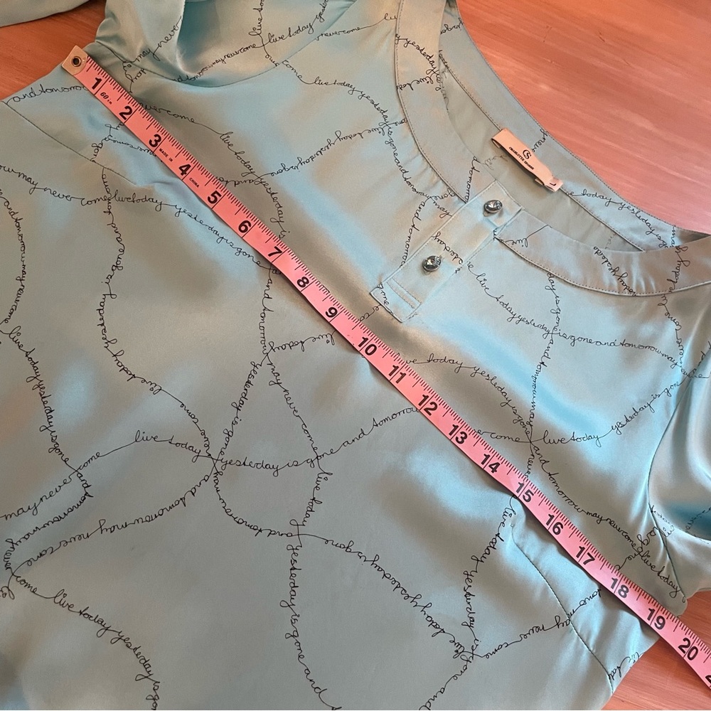 CHARLOTTE SPARRE Night Lounge Dress! Powder Blue Print! Drawstring Waist. Large - Picture 13 of 15